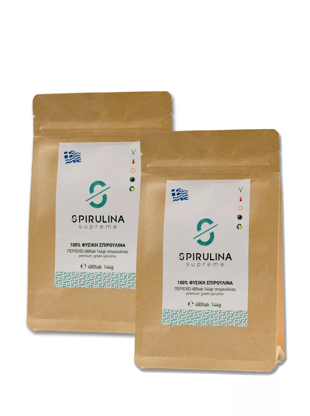 Σπιρουλίνα Spirulina Supreme Πακέτο, 1+1 Συσκευασίες x 480 Δισκία